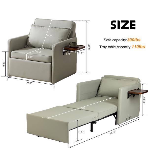 3-in-1 Convertible Sofa Chair Bed Pull-out Sofa Bed